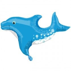 28" Playful Dolphin Blue Balloon