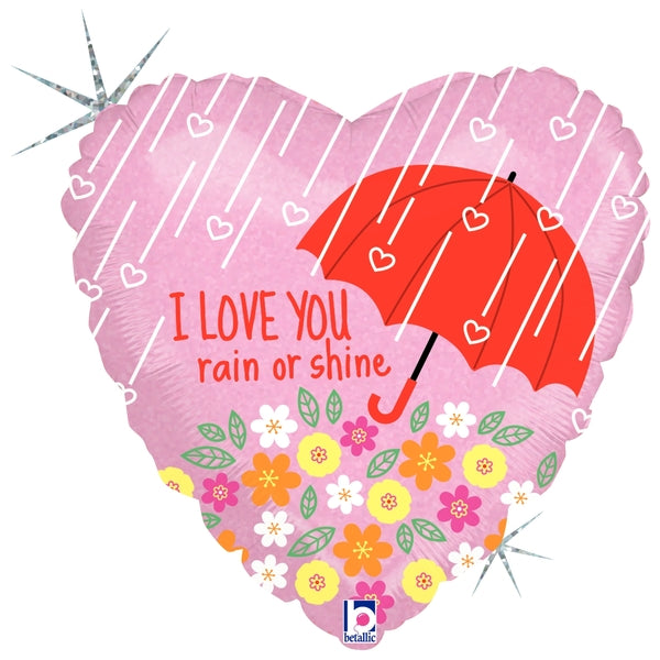 18" Holographic Packaged I Love You Rain or Shine Balloon