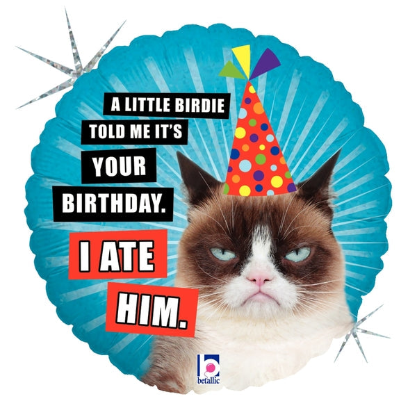 18" Balloon Packaged Grumpy Cat Birthday (I Ate Him)