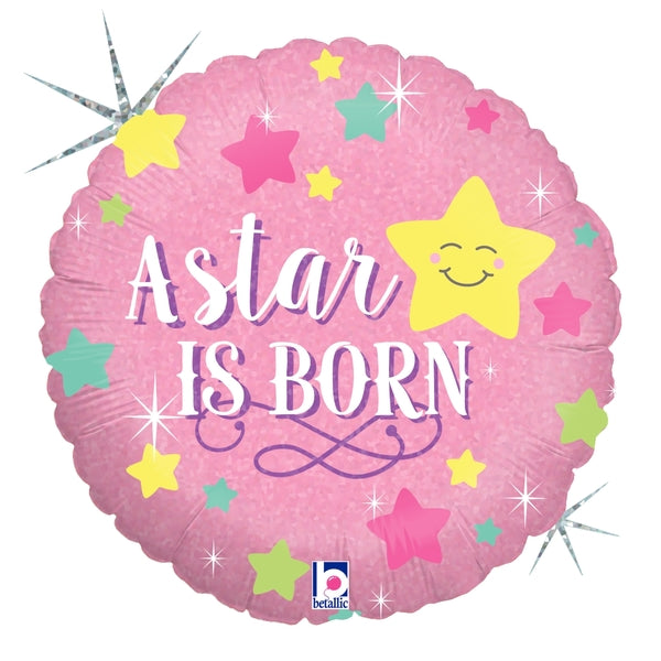 18" Holographic Packaged A Star Is Born - Girl Balloon