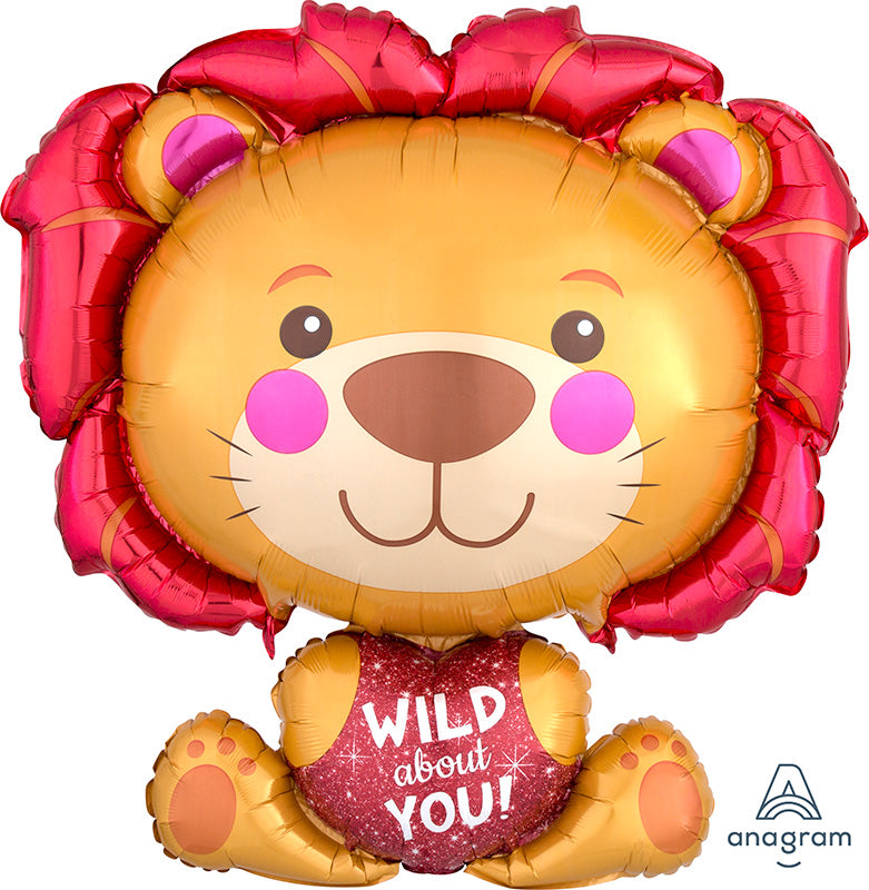 28" Wild About You Lion Balloon