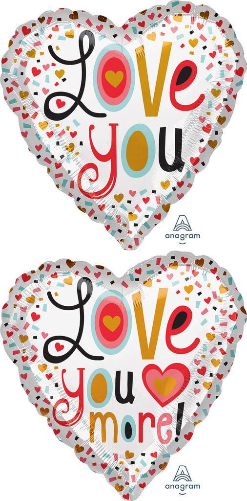 18" Love You More Confetti Balloon