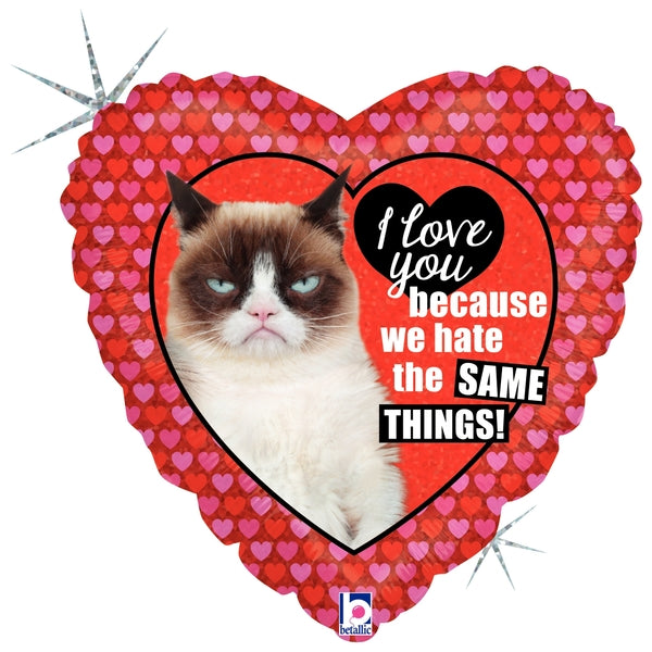 18" Holographic Licensed Balloon Grumpy Cat Love