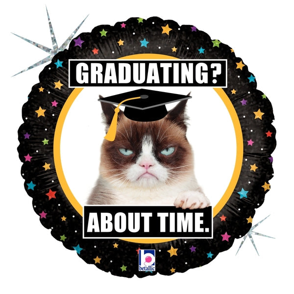 18" Holographic Licensed Balloon Grumpy Cat Graduation