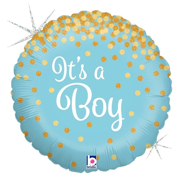 18" Holographic Balloon Glittering Baby Boy Balloon