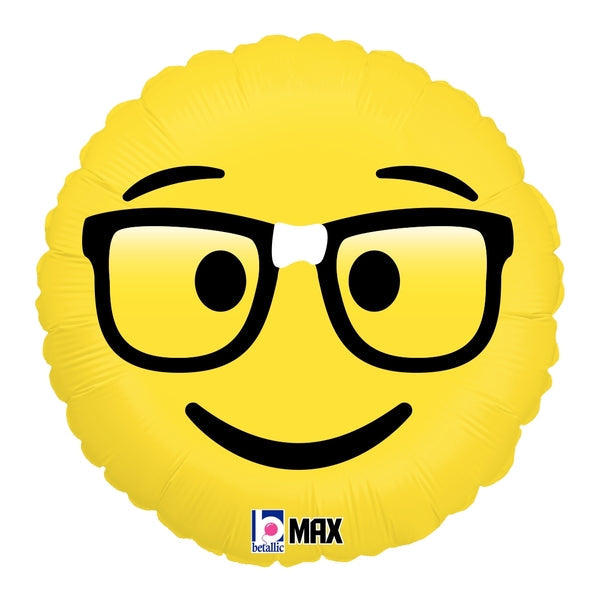 18" MAX Float Balloon Emoji Nerd Foil Balloon