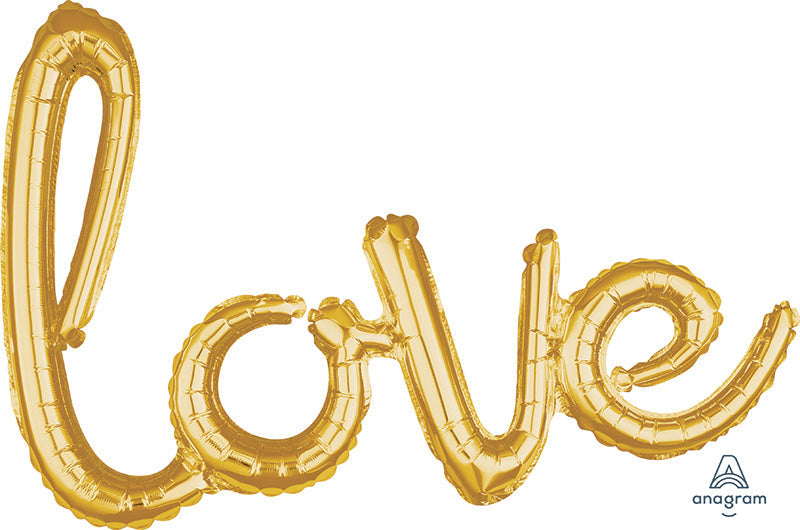 31" Airfill Only Script Phrase "Love" Gold Foil Balloon