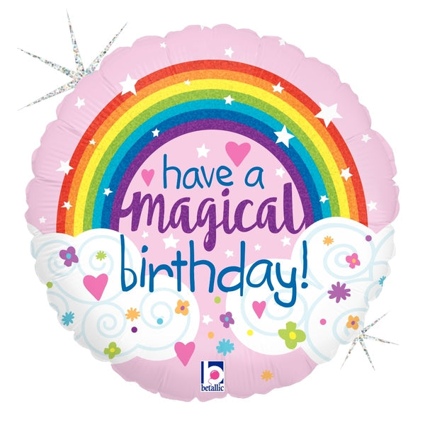 18" Holographic Magical Rainbow Birthday Foil Balloon