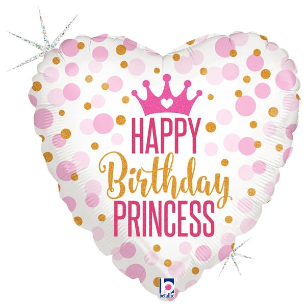 18" Holographic Glitter Birthday Princess Foil Balloon