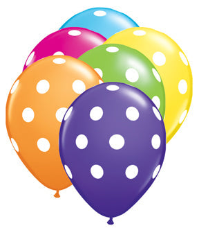 5" Big Polka Dots Tropical Assortment (100 Per Bag) Latex Balloons