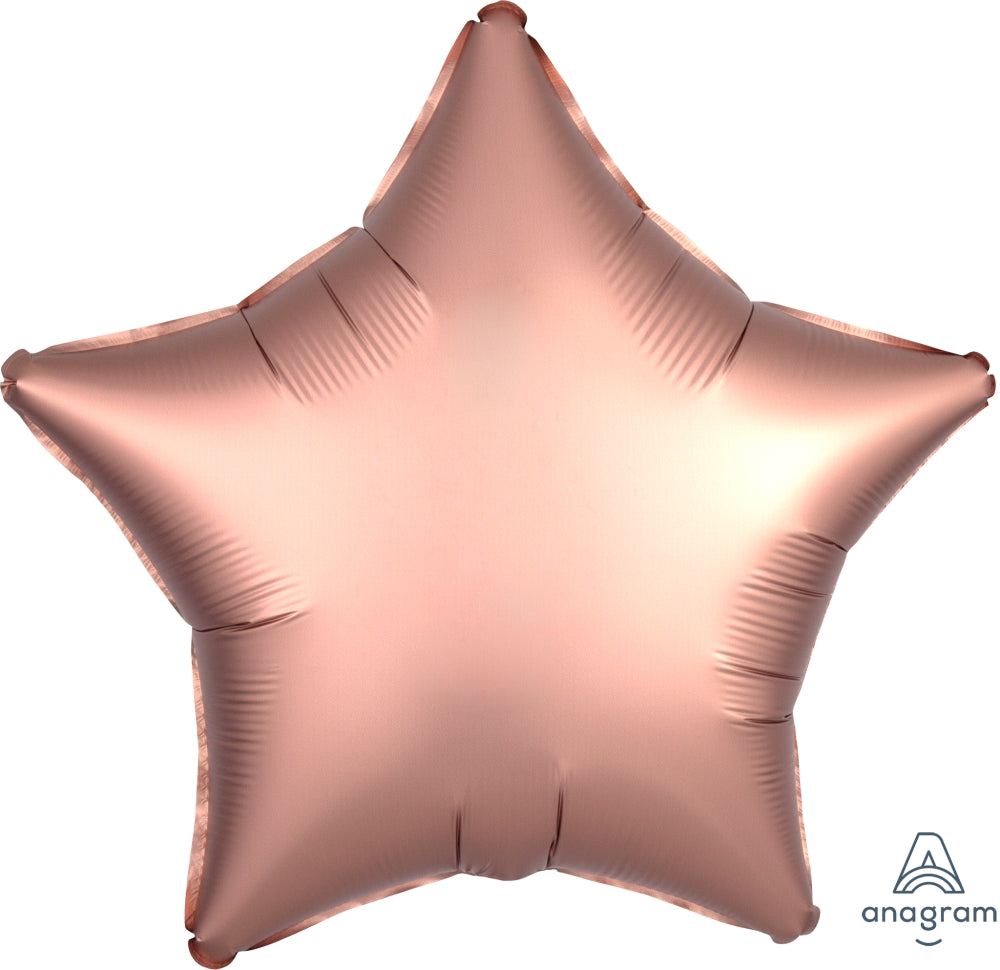 18" Satin Luxe Rose Copper Star Foil Balloon