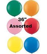 36" Standard Assorted Latex Balloons (6 Per Bag)