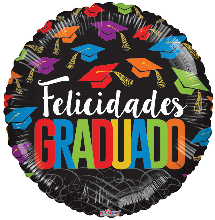 18" Felicidades Graduado Birretes Balloon (Spanish)