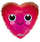 9" Airfill Only Corazon Con Carita Holographic Foil Balloon