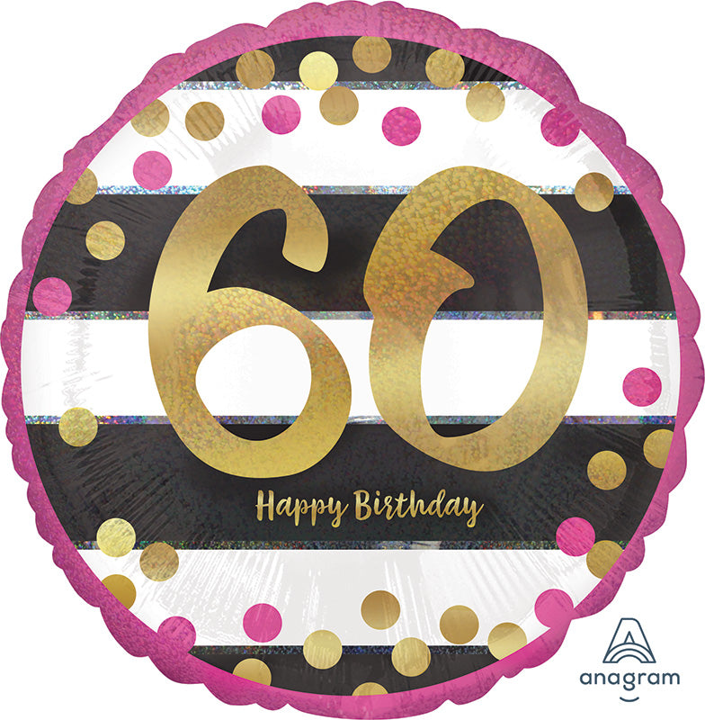 18" Pink & Gold Milestone 60 Foil Balloon