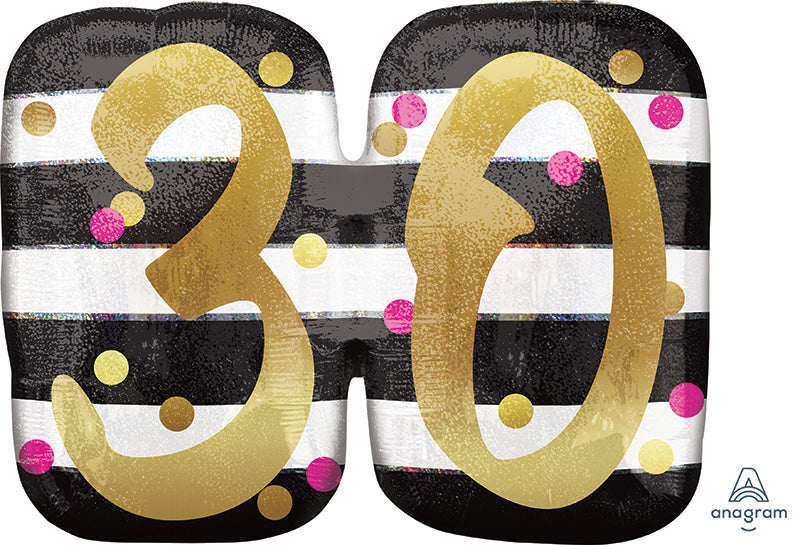 25" Jumbo Pink & Gold Milestone 30 Foil Balloon