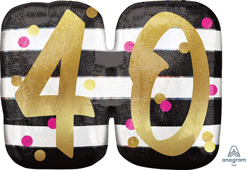 25" Jumbo Pink & Gold Milestone 40 Foil Balloon