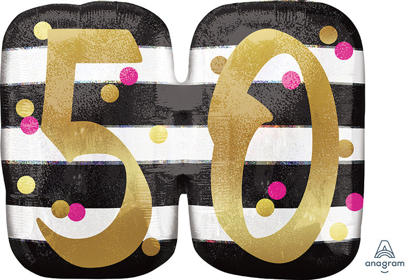25" Jumbo Pink & Gold Milestone 50 Foil Balloon