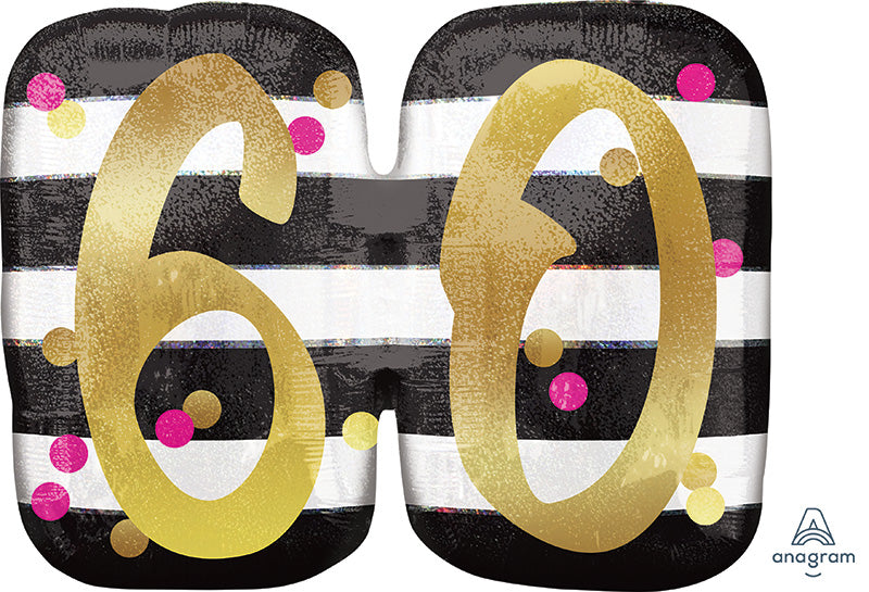 25" Jumbo Pink & Gold Milestone 60 Foil Balloon