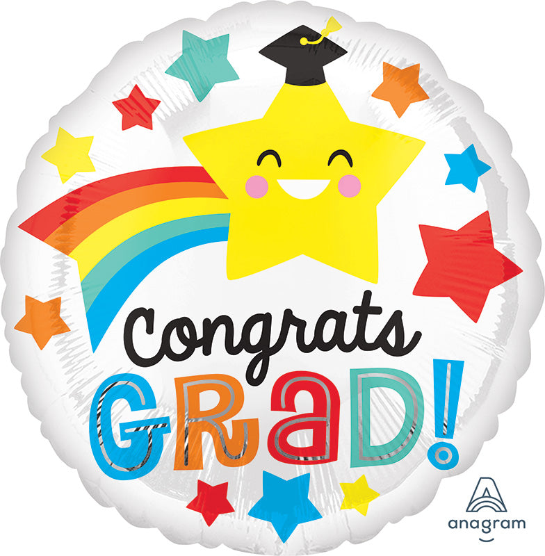 18" Congrats Grad Happy Star Foil Balloon