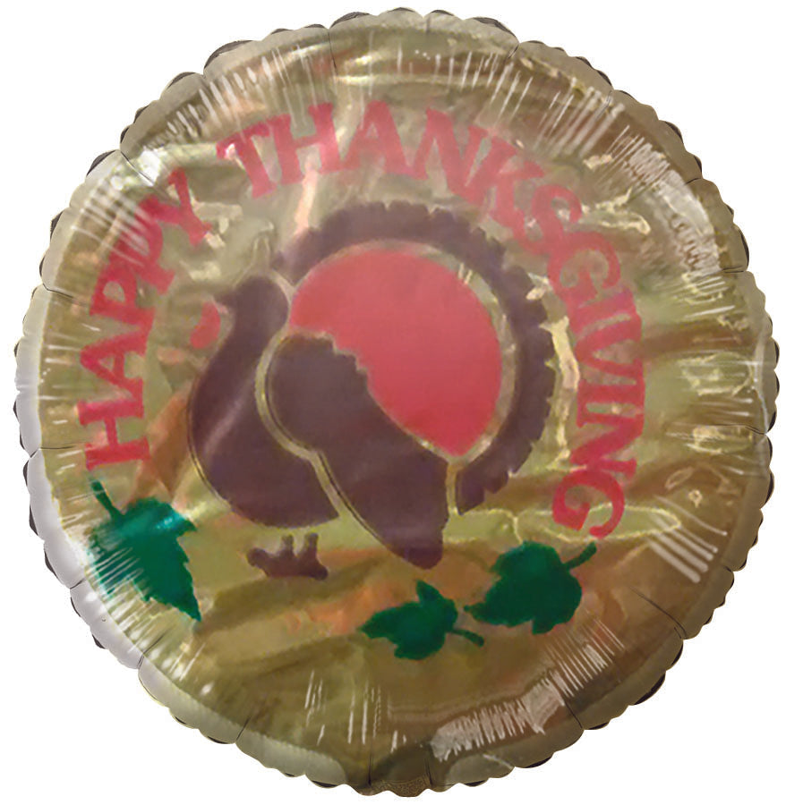 2" Airfill Only Happy Thanksgiving Golden Turkey Balloon