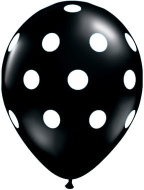 11" Big Polka Dots Onyx Black (50 Per Bag) Latex Balloons