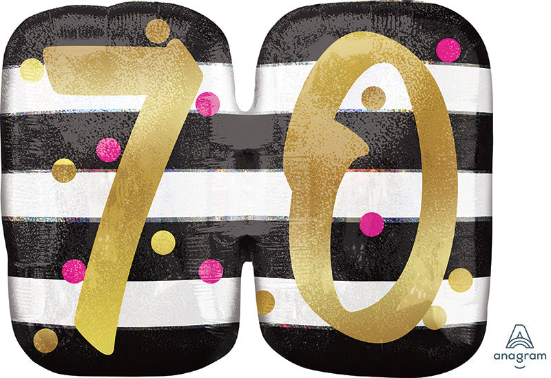 25" Jumbo Pink & Gold Milestone 70 Foil Balloon