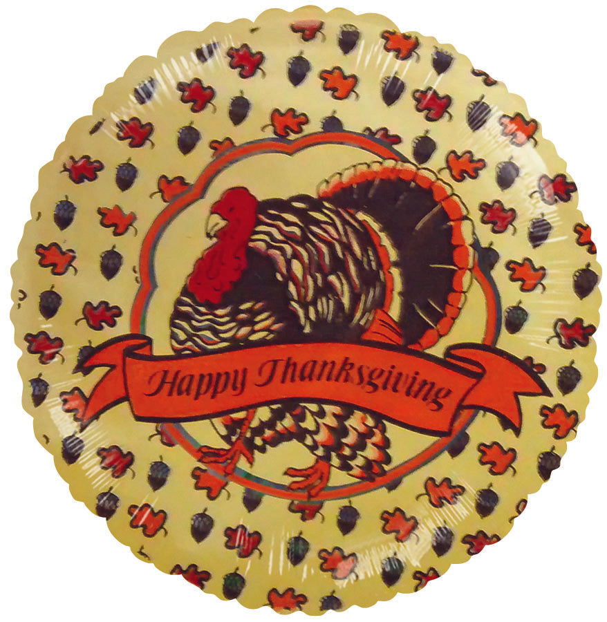 4" Airfill Only Happy Thanksgiving Turkey Yellow Balloon