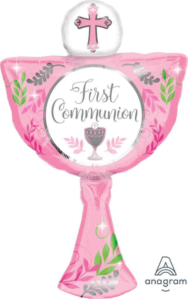 31" SuperShape First Communion Day Pink Balloon