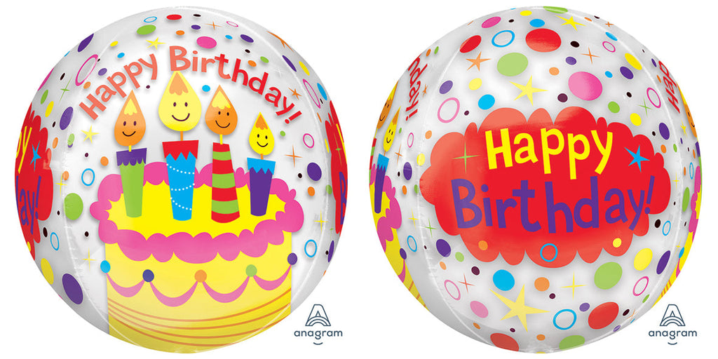 16" Orbz Happy Birthday Candles & Confetti Foil Balloon