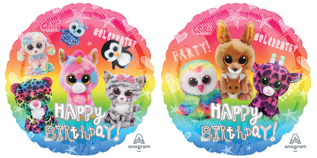 18" Beanie Boos Happy Birthday Foil Balloon