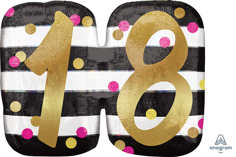25" Jumbo Pink & Gold Milestone 18 Foil Balloon