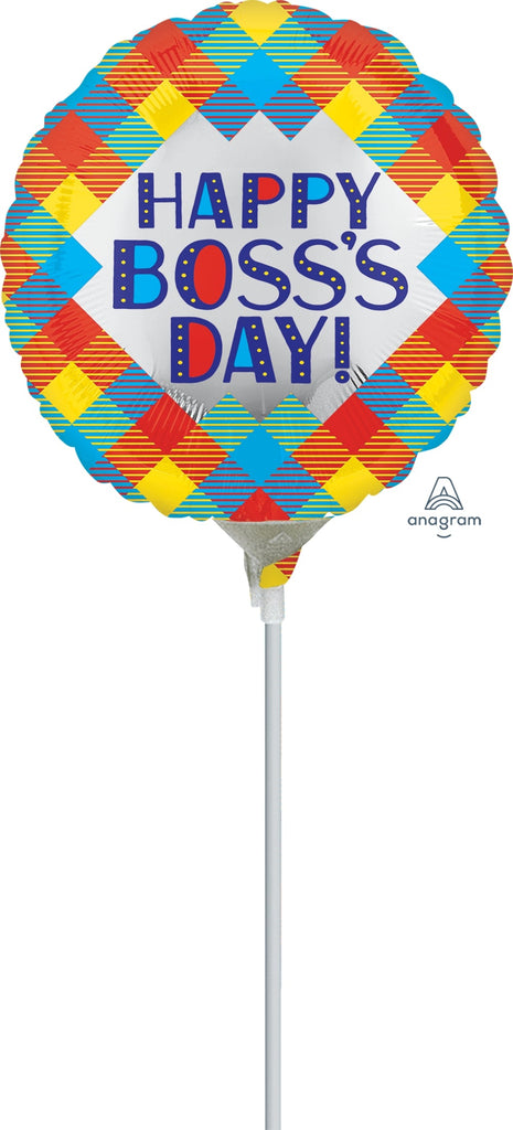 9" Airfill Only Boss's Day Plaid Foil Balloon