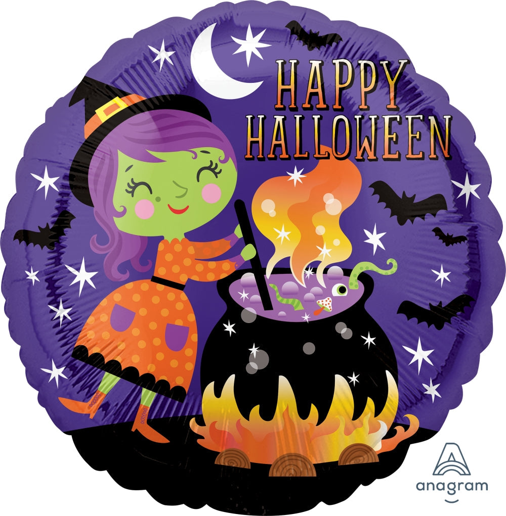 18" Halloween Witch & Cauldron Foil Balloon
