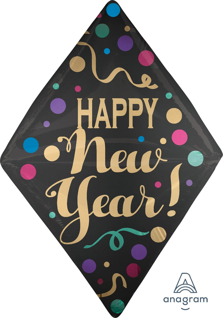 25" Anglez Happy New Years Satin Dots Foil Balloon