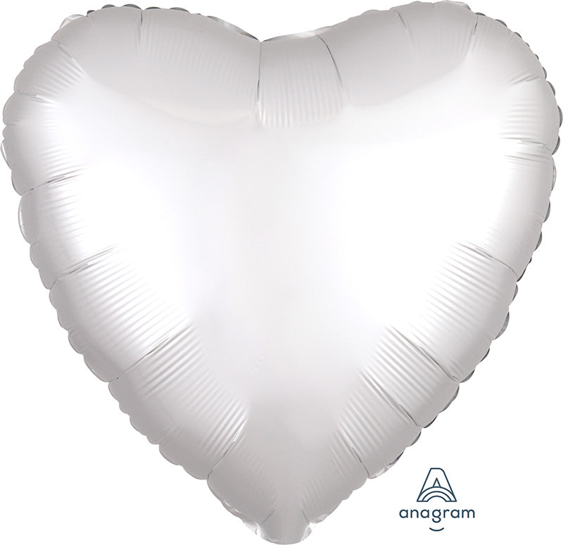 18" Packaged Satin Luxe White Satin Heart Foil Balloon