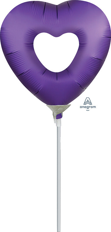 Airfill Only Mini Shape Purple Royale Heart Foil Balloon