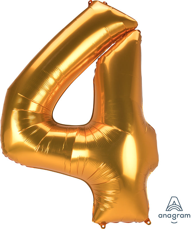 53" Jumbo Jumbo Anagram Brand Number "4" Gold Foil Balloon
