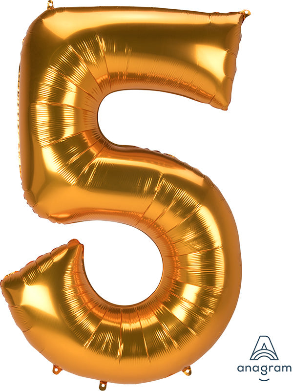 53" Jumbo Jumbo Anagram Brand Number "5" Gold Foil Balloon
