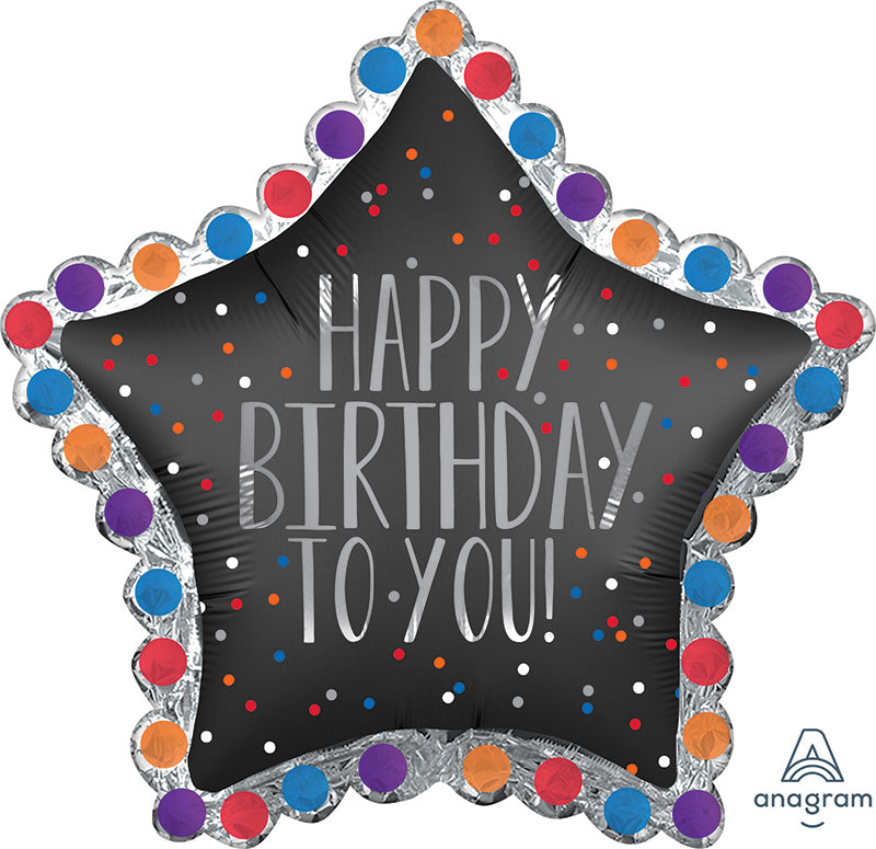 34" Jumbo Happy Birthday to You Satin Star Foil Balloon