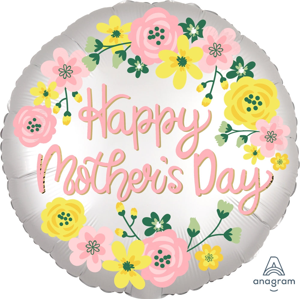 18" Satin Infused Happy Mother's Day Floral Foil Balloon