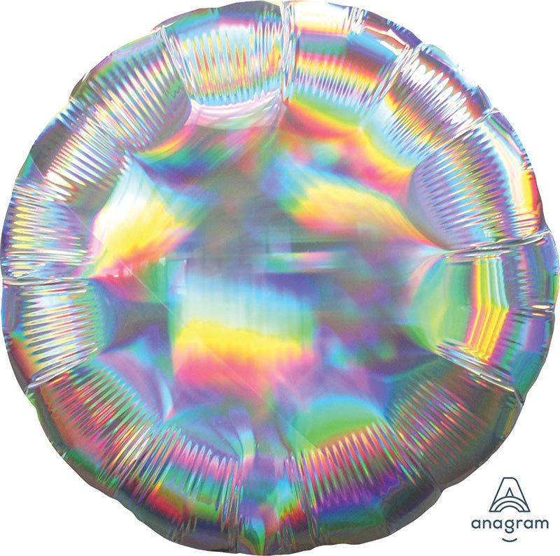 18" Iridescent Silver Circle Foil Balloon