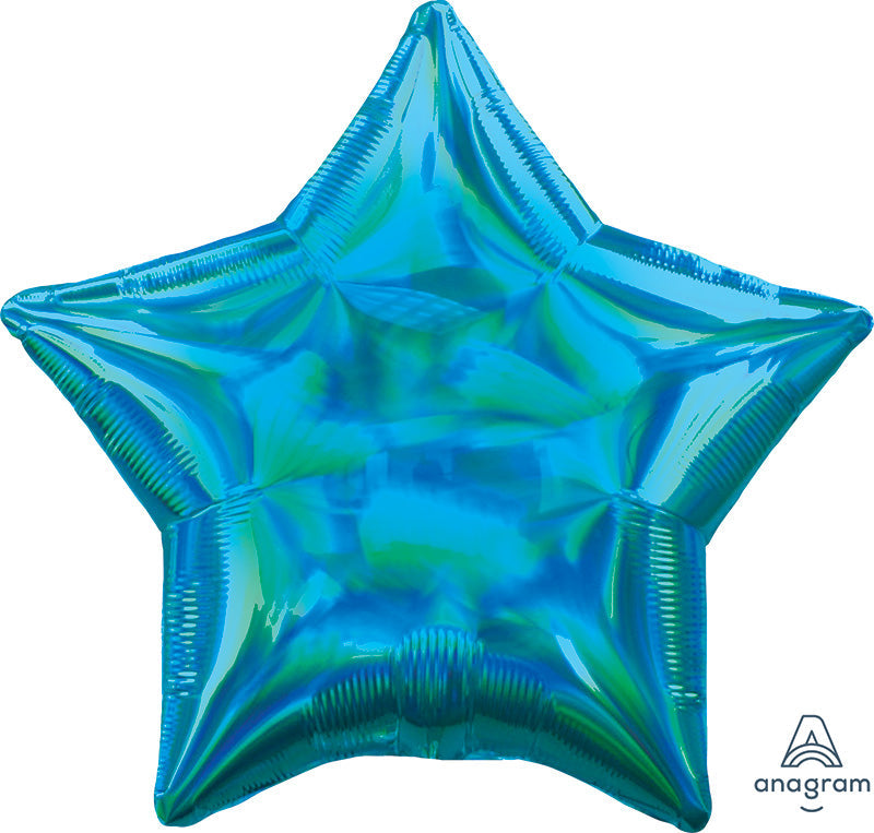 18" Iridescent Cyan Star Foil Balloon