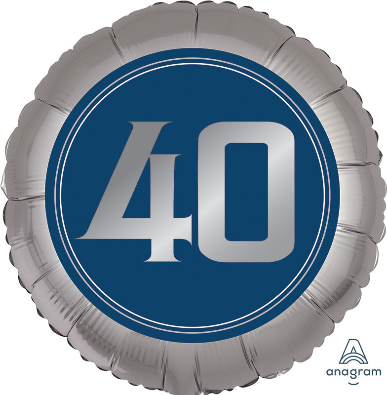 18" Silver/Blue Number 40 Foil Balloon