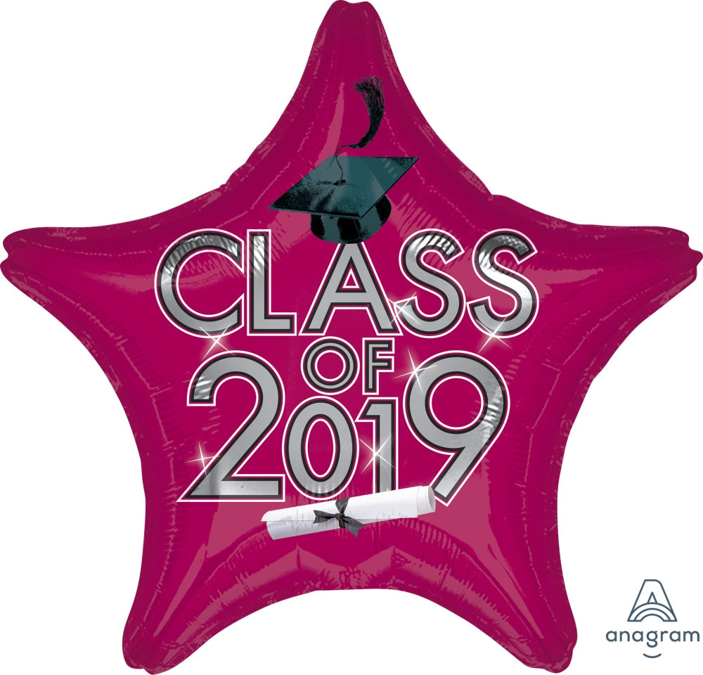 18" Graduation Class of 2019 - Berry Foil Balloon