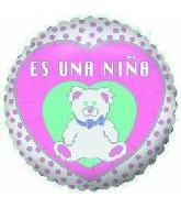 4" Airfill Only Es Una Nina Bear Balloon (Spanish)