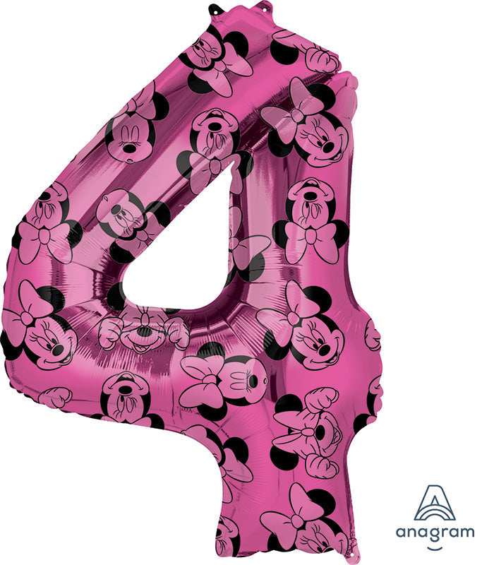 36" Minnie Mouse Forever Number 4 SuperShape Foil Balloon