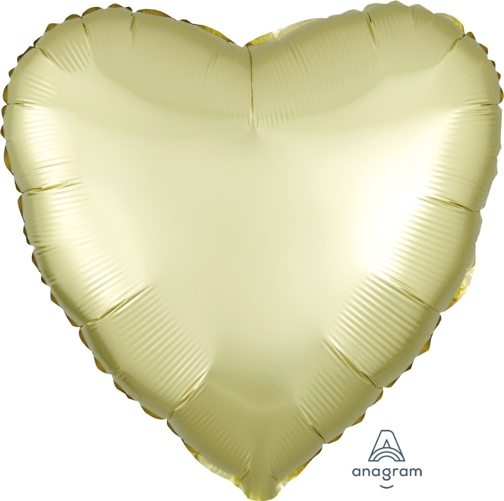 18" Satin Luxe Heart Pastel Yellow Foil Balloon