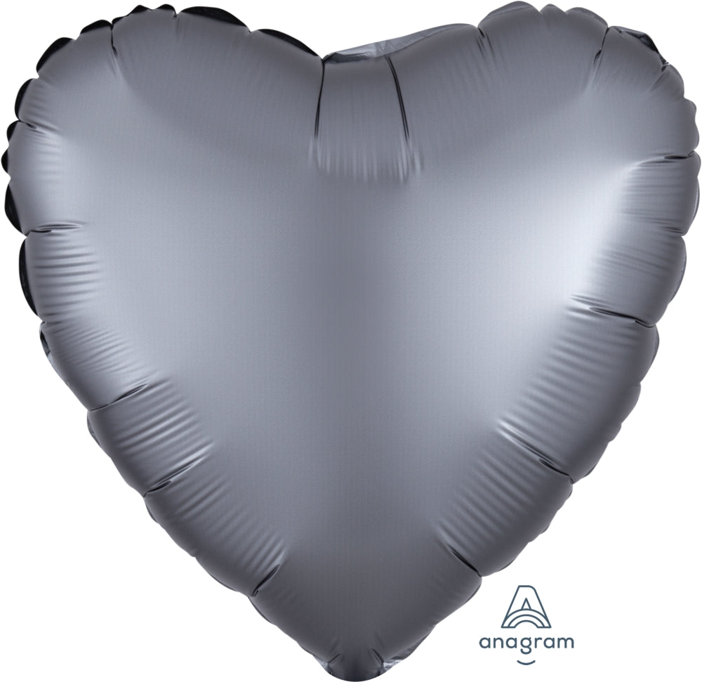 18" Satin Luxe Heart Graphite Foil Balloon