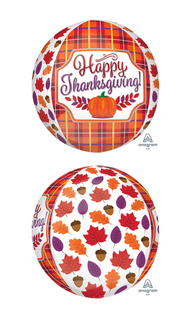 16" Orbz Perfectly Plaid Thanksgiving Foil Balloon